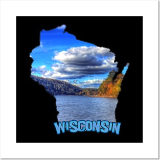 Wisconsin State Outline (Devil's Lake State Park) Posters and Art